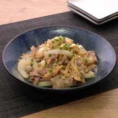 豚バラとえのきの甘酢炒め