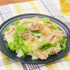 豚肉とレタスの塩だれそうめん