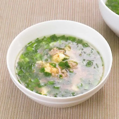 ひき肉とニラの中華スープ