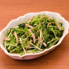 水菜とハムのポン酢サラダ